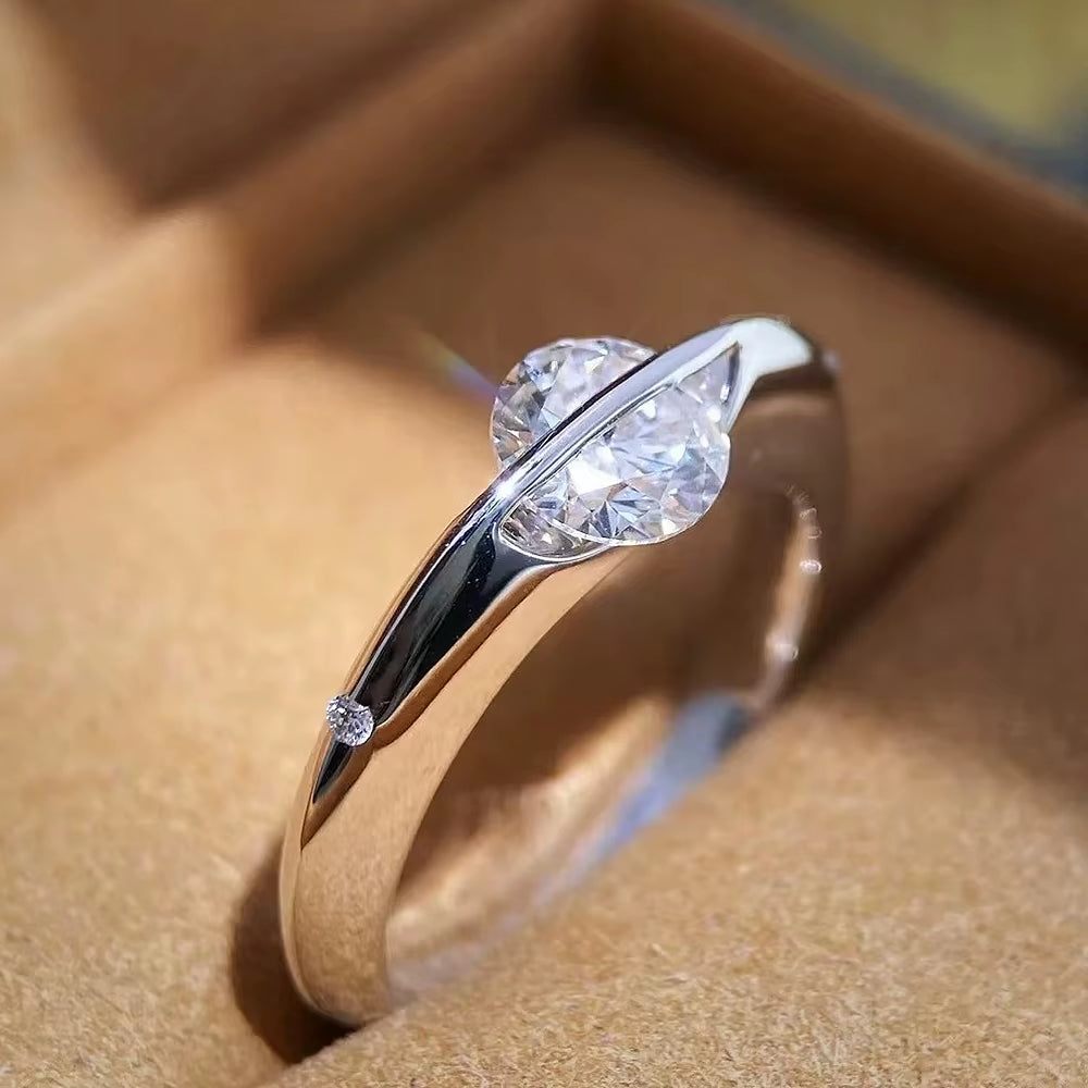 1Carat Moissanite Wedding Ring for Women 925 Sterling Silver Solitaire Sparkling Diamond Engagement Rings with Certificate