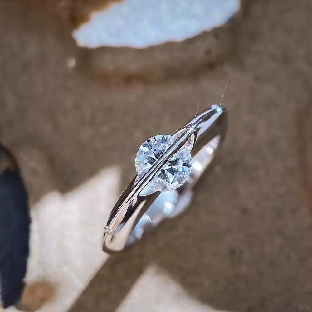 1Carat Moissanite Wedding Ring for Women 925 Sterling Silver Solitaire Sparkling Diamond Engagement Rings with Certificate